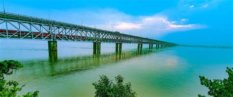 Train and Bus Passes through Road Railway Bridge Over the Godavari ...