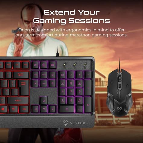 Vertux Orion Backlit Ergonomic Rgb Wired Gaming Mouse And Keyboard 3