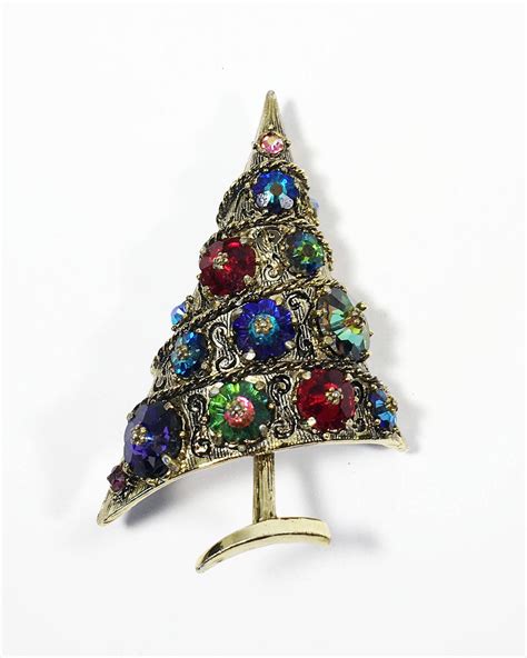 Vintage Weiss Christmas Tree Brooch Designer Signed Holiday Etsy