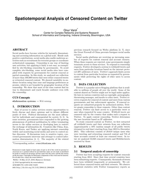 PDF Spatiotemporal Analysis Of Censored Content On Twitter