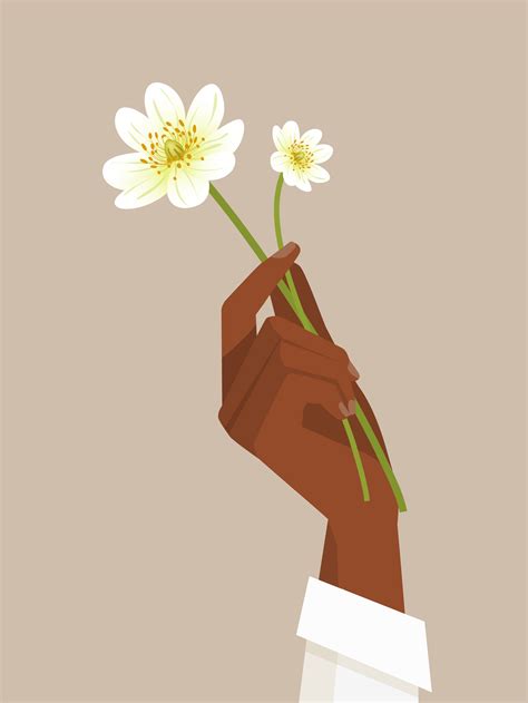 Black Female Hand Holding Flowers 1234710 Vector Art at Vecteezy