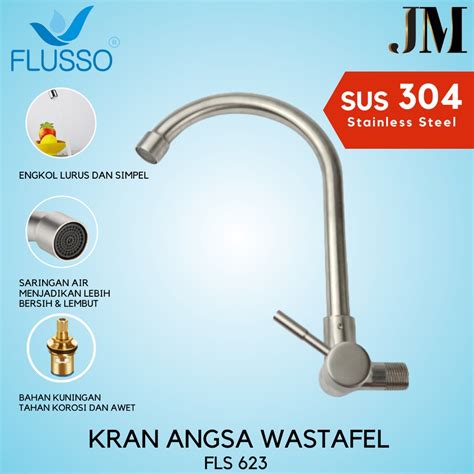 Jual Premium Kran Angsa Stainless Steel Sus Kran Tembok Dapur Cuci