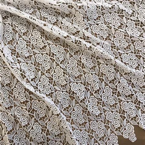 White Leaf Water Soluble Chemical Milk Fiber Embroidered Guipure Lace