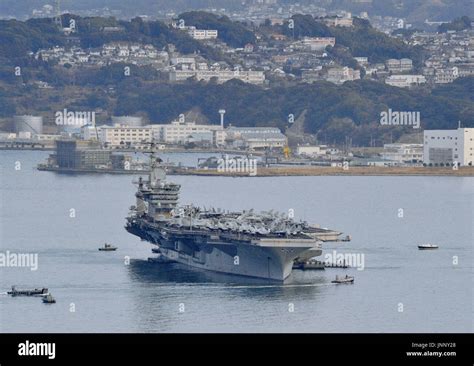 Sasebo Japan The Us Navy Nuclear Powered Aircraft Carrier Uss