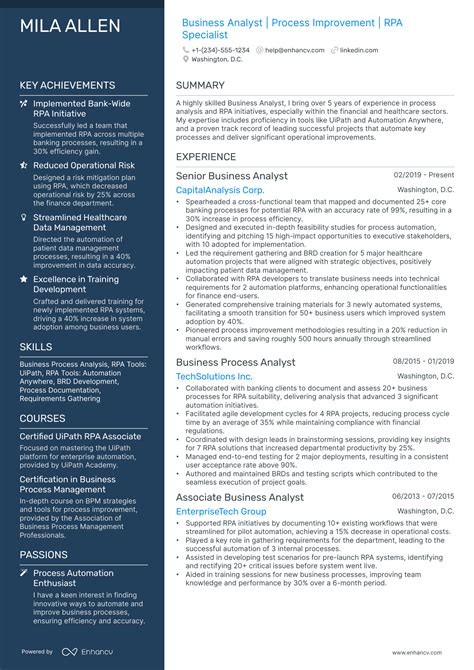 Rpa Business Analyst Resume Examples Guide For