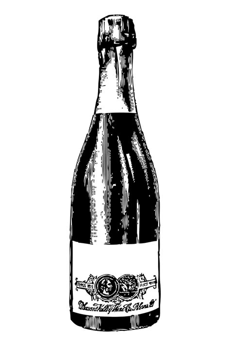 Black And White Champagne Bottle Clipart