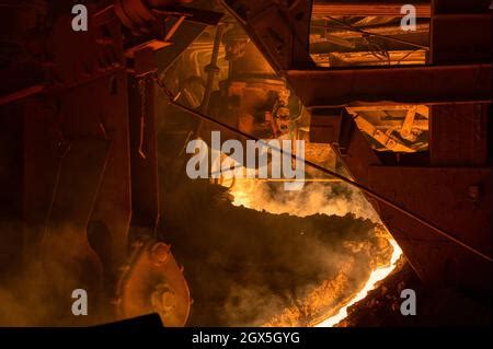 Blast Furnace Slag Tapping The Molten Slag Is Poured Into A Ladle