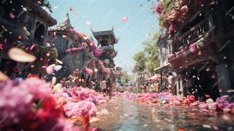 Premium AI Image | Songkran festival travel concept