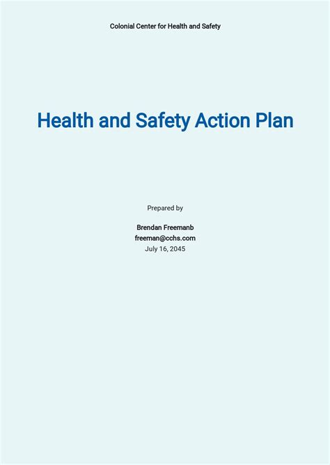 Health and Safety Action Plan Template - Google Docs, Word, Apple Pages, PDF | Template.net