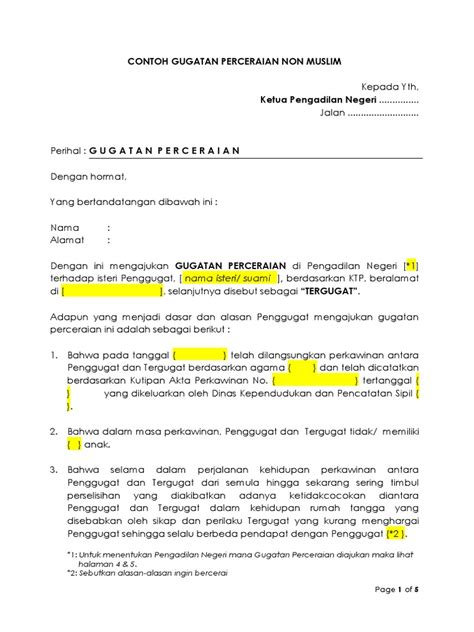 Contoh Eksepsi Dan Jawaban Tergugat Gugatan Perceraian Contoh Surat