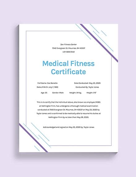 Medical Fitness Certificate