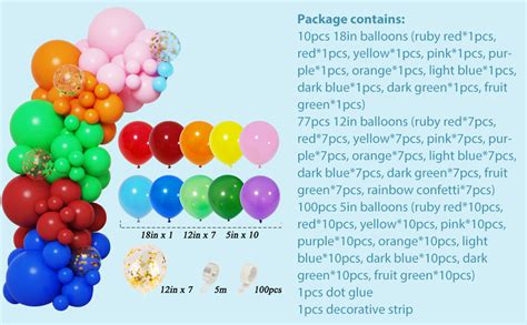 Amazon Rubfac Pcs Rainbow Balloon Garland Arch Kit Assorted