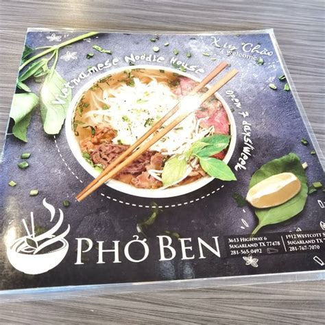 Menu At Pho Ben Restaurant Houston 935 N Shepherd Dr