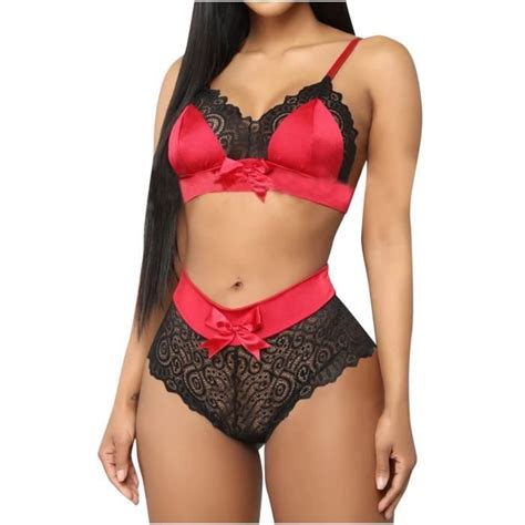 Ensemble De Lingerie Sexy Dames Mode Dentelle Gilet Maille Creuse