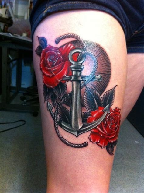 Anchor Rose Tattoo