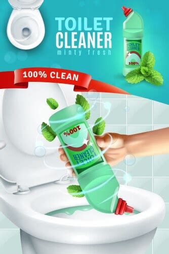 Bathroom Cleaners Ad Poster Spray Bottle Mockup Vector Image