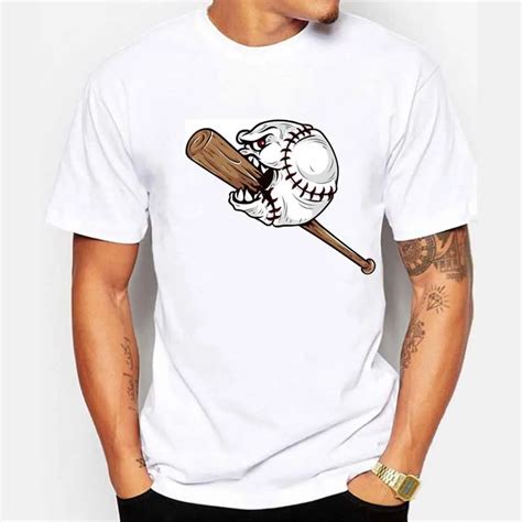 2017 Men T Shirt Fashion Crazy Baseball And Baseball Sticks Design Tops