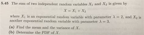 Solved The Sum Of Two Independent Random Variables X 1 And