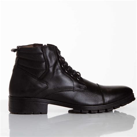 Bota Masculina Boston Coturno em Couro Preto Jaquetas de Couro Legítimo