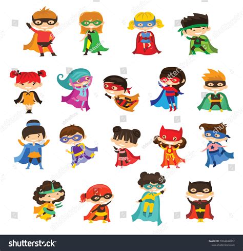 Cartoon Vector Illustration Kid Superheroes Wearing Stock Vector ...