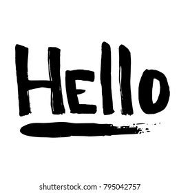 Lettering Hello Wrote By Brush Hello Stock Vector Royalty Free