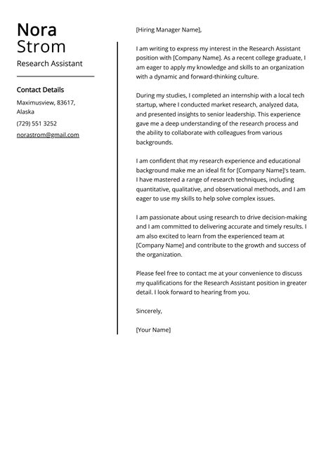 Research Assistant Cover Letter Example Free Guide