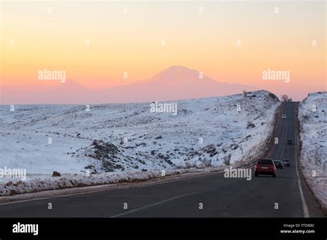 Sunrise over Ararat biblical mountain in Armenia Stock Photo - Alamy