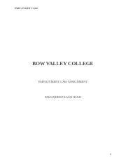 Employment Assignment Docx EMPLOYMENT LAW BOW VALLEY COLLEGE