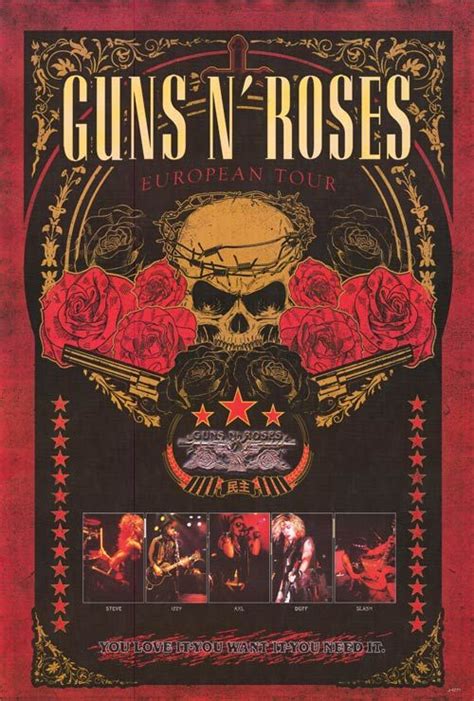 Guns N Roses Poster Rock Videos Concert Flyer Guns And Roses Axl