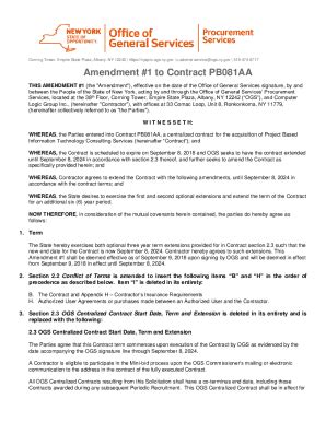 Fillable Online Amendment 1 To Contract PB081AA NY Gov Fax Email