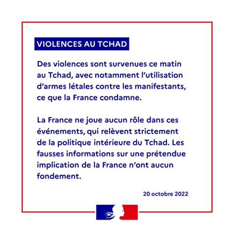 Affaire Implication De La France Dans Les Violences Sur Les Populations Au Tchad Paris Dément