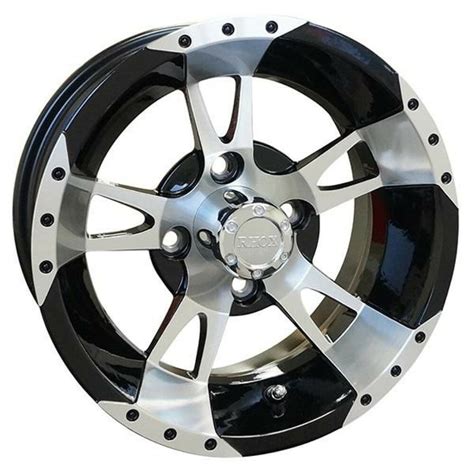 12 Golf Cart Wheel Machinedgloss Black And Center Cap 12x7 Et 25