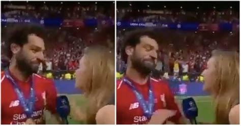 Mo Salahs Reaction When He Thought Female Reporter Was Trying To Kiss Him After Winning Cl