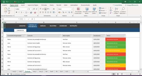 Planilha De Controle De Vencimento De Contratos Em Excel