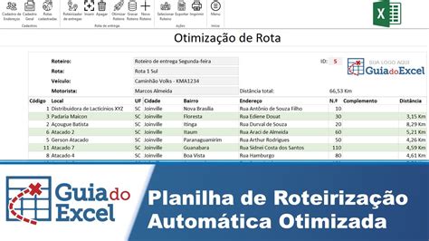 Planilha de roteirização de entregas YouTube