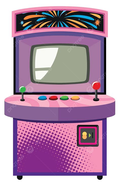 Arcade Game Machine In Purple Box Machine Picture Entertainment Vector