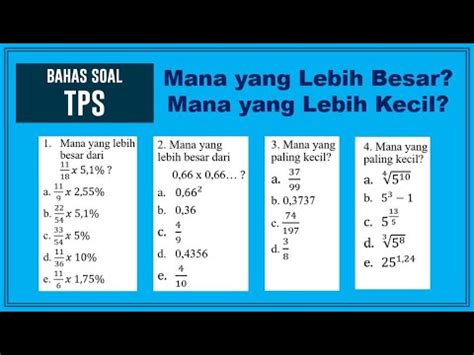 Teknik Mengerjakan Soal Tps Menentukan Lebih Besar Dan Lebih Kecil