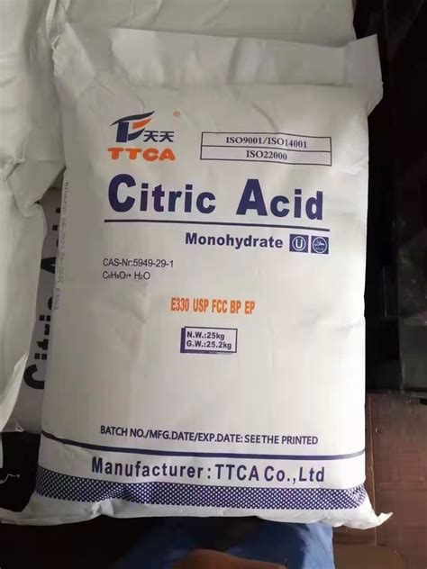 White Crystalline Lemon Acid Powder Citric Acid Monohydrate For Food