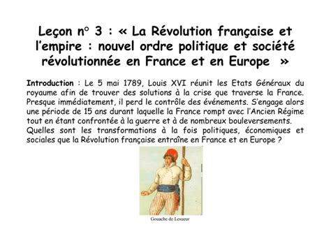 Lecon N La Revolution Francaise Et L Empire