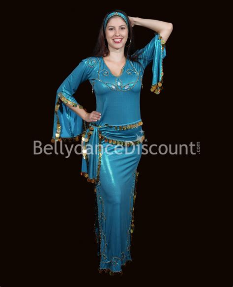 Turquoise And Gold Baladi Saïdi Belly Dance Dress