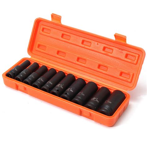 Piece Deep Impact Metric Socket Set Inch Drive For Garage Tools