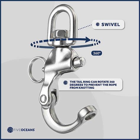 Five Oceans Swivel Eye Snap Shackle 2 3 4 2 PACK 316 Marine Grade