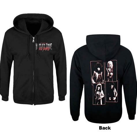 Motley Crue Unisex Zipped Hoodie 40 Years Back Print By Motley Crue