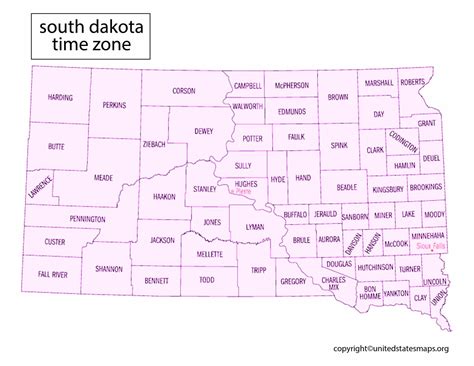 South Dakota Time Zone Map Map Of South Dakota Time Zones