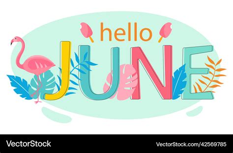 Hello June Summer Theme Royalty Free Vector Image