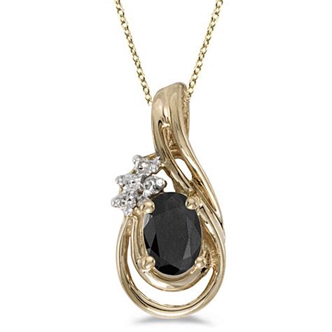 Black Onyx Diamond Teardrop Pendant Necklace K Yellow Gold Ct