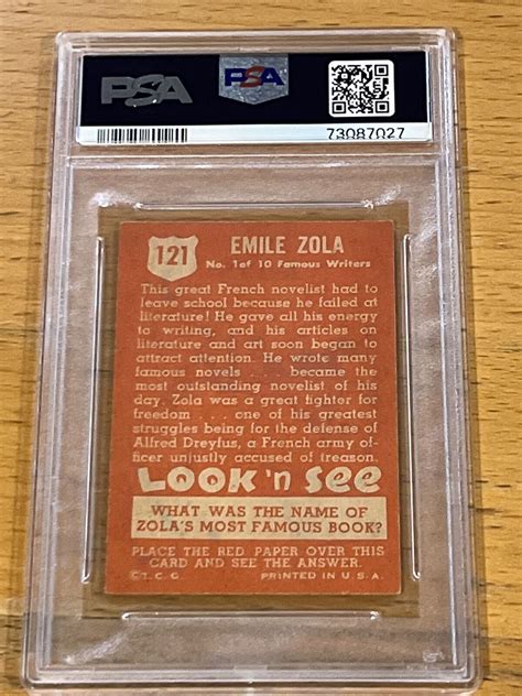 1952 Topps Look N And See 121 Emile Zola Psa 4 Newly Graded 523 Ebay