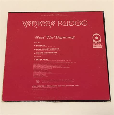 Vanilla Fudge Near The Beginning LP Record ATCO SD 33 278 Promotional