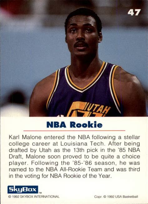 Skybox Usa Karl Malone Nba Rookie Nm Mt Card Shack