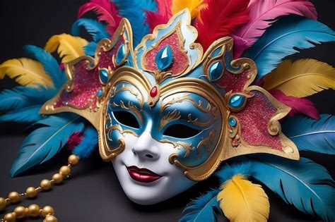 Premium Photo Colourful Venetian Carnival Mask Isolated On White